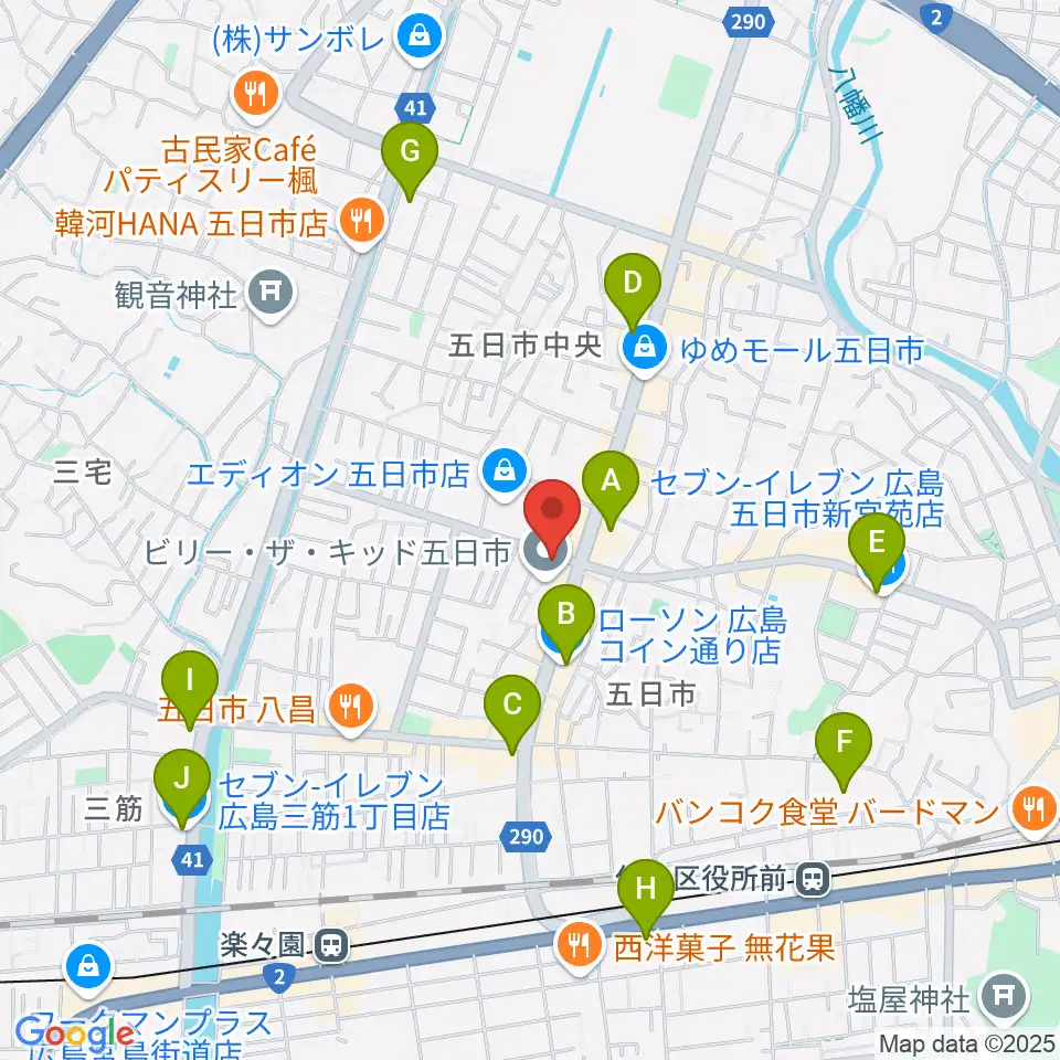 ライフワン ミュージック周辺のコンビニエンスストア一覧地図