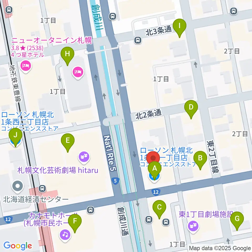 コープさっぽろ文化教室 中央文化教室周辺のコンビニエンスストア一覧地図