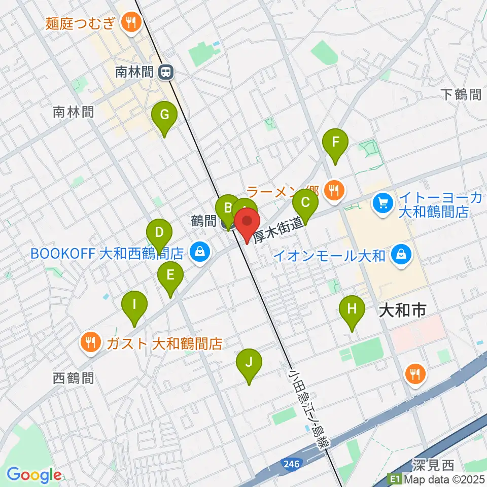 イチキバレエスタジオ＆ピアノ教室周辺のコンビニエンスストア一覧地図