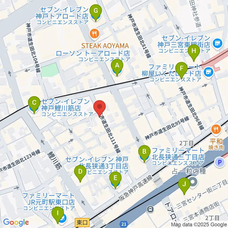 ロッコーマン周辺のコンビニエンスストア一覧地図