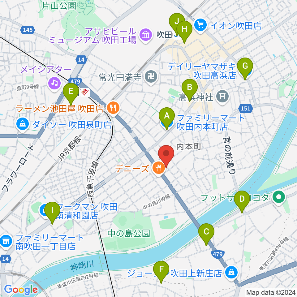 スタジオユー周辺のコンビニエンスストア一覧地図