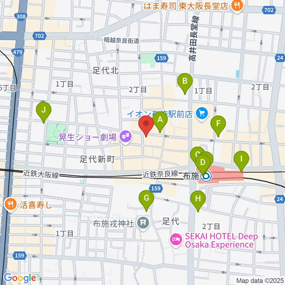 布施アルススタジオ周辺のコンビニエンスストア一覧地図