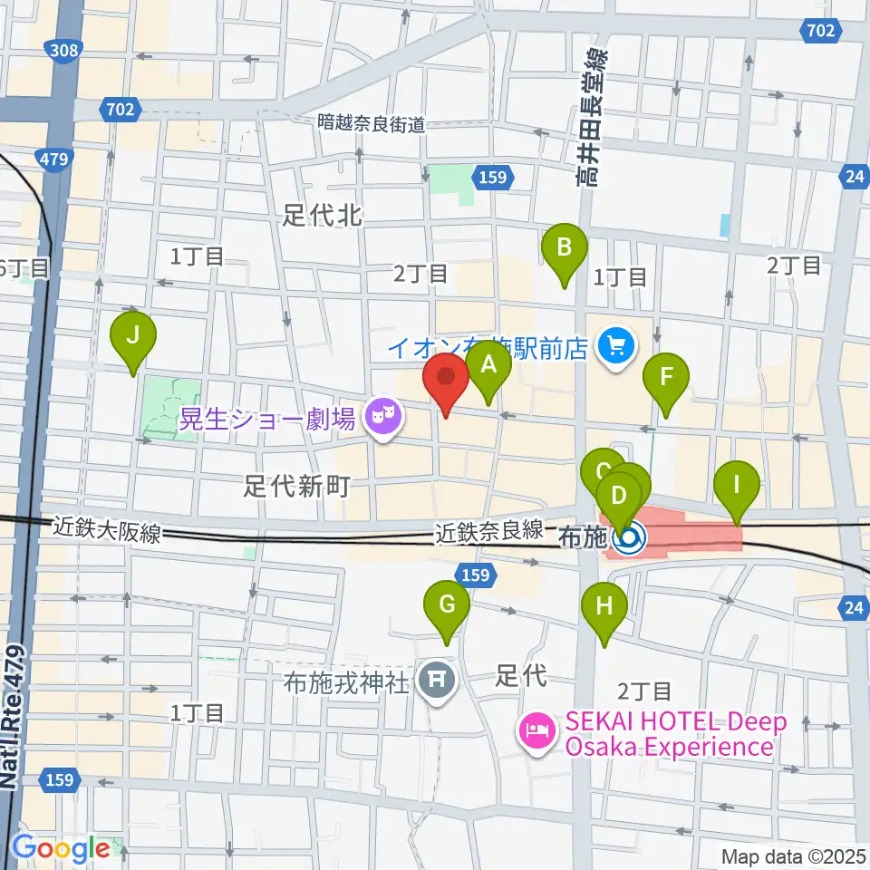 布施アルススタジオ周辺のコンビニエンスストア一覧地図