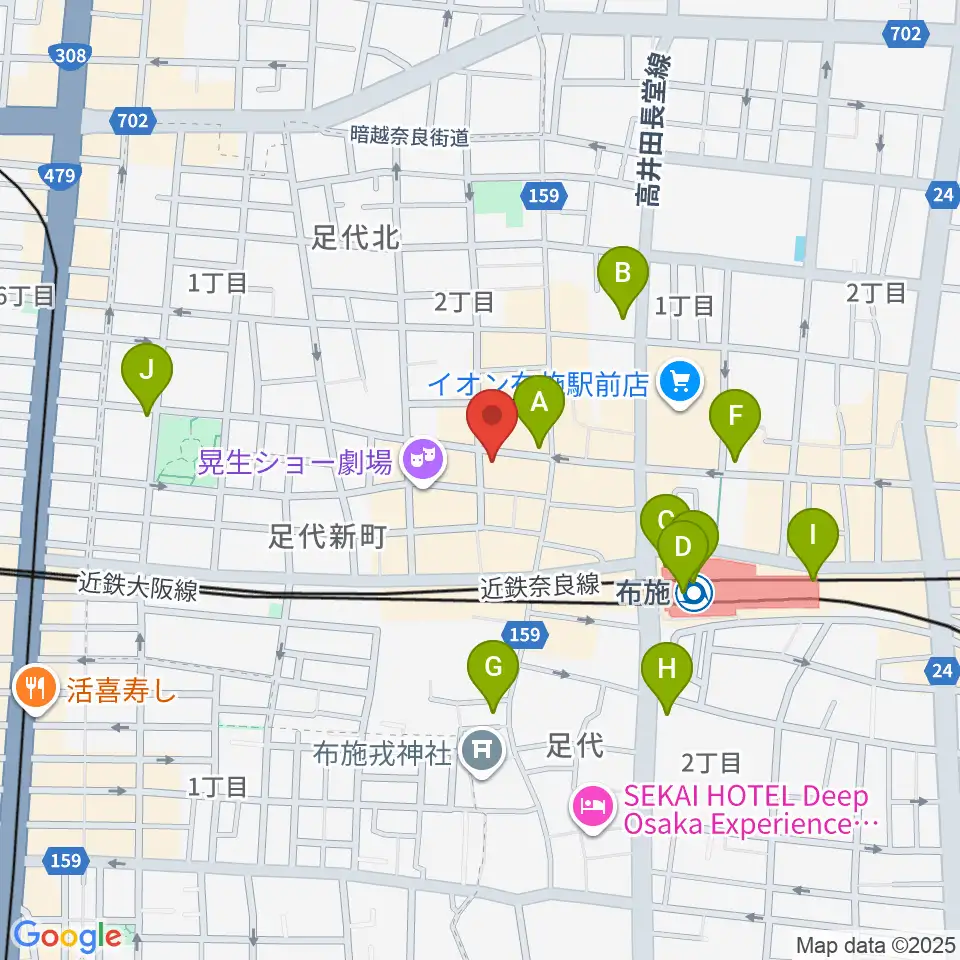 布施アルススタジオ周辺のコンビニエンスストア一覧地図