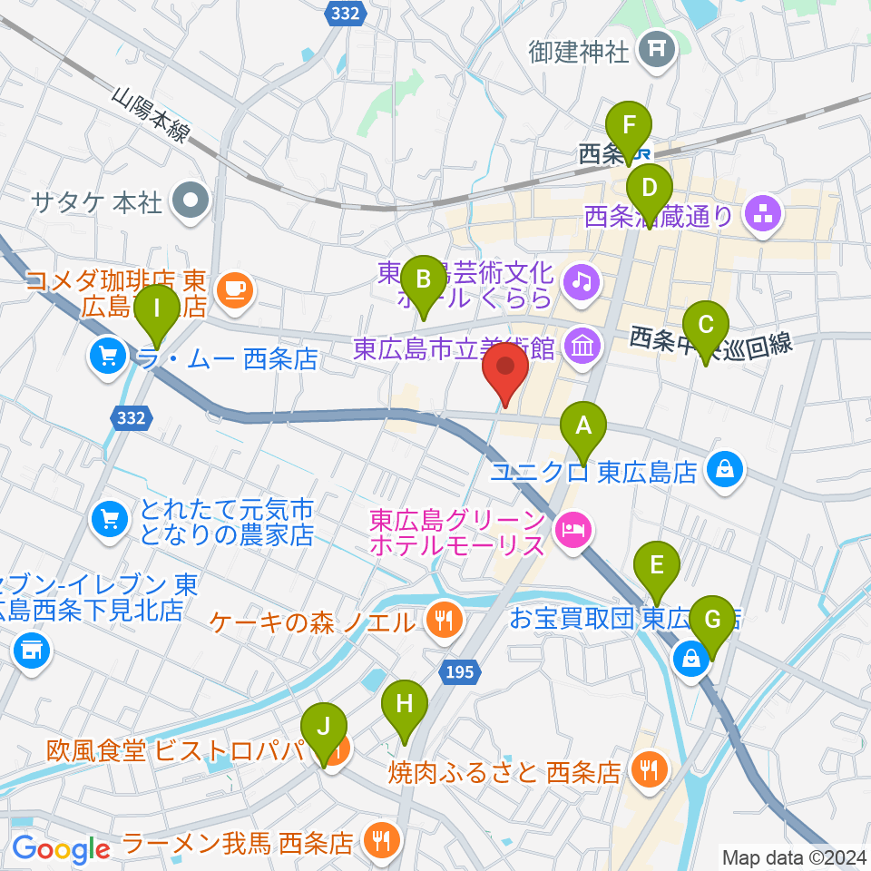 キハラ楽器 東広島センター周辺のコンビニエンスストア一覧地図