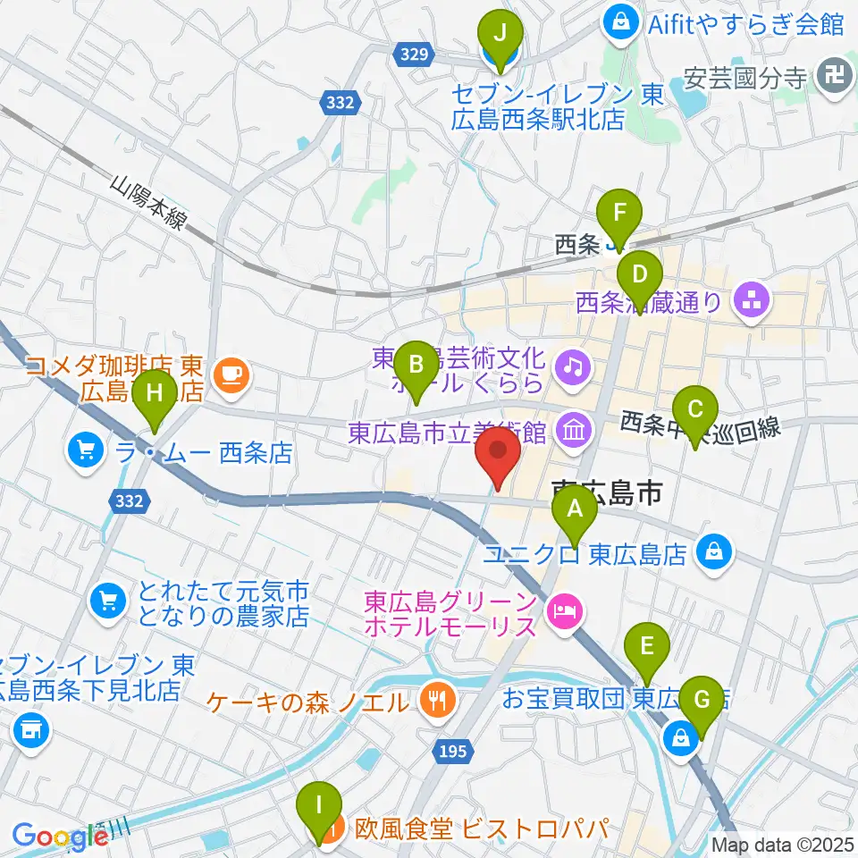 キハラ楽器 東広島センター周辺のコンビニエンスストア一覧地図