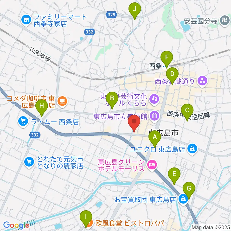 キハラ楽器 東広島センター周辺のコンビニエンスストア一覧地図