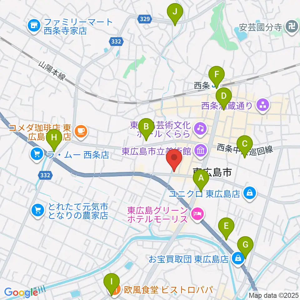 キハラ楽器 東広島センター周辺のコンビニエンスストア一覧地図
