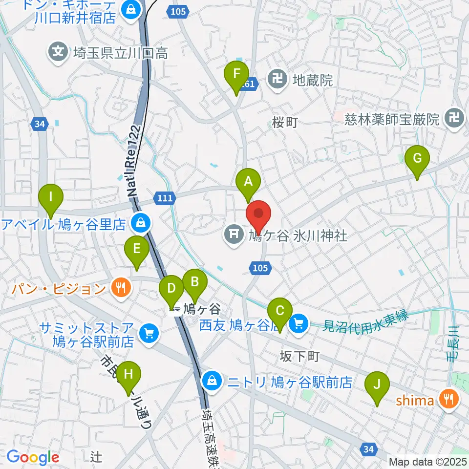 わかば音楽教室 鳩ヶ谷本町教室周辺のコンビニエンスストア一覧地図