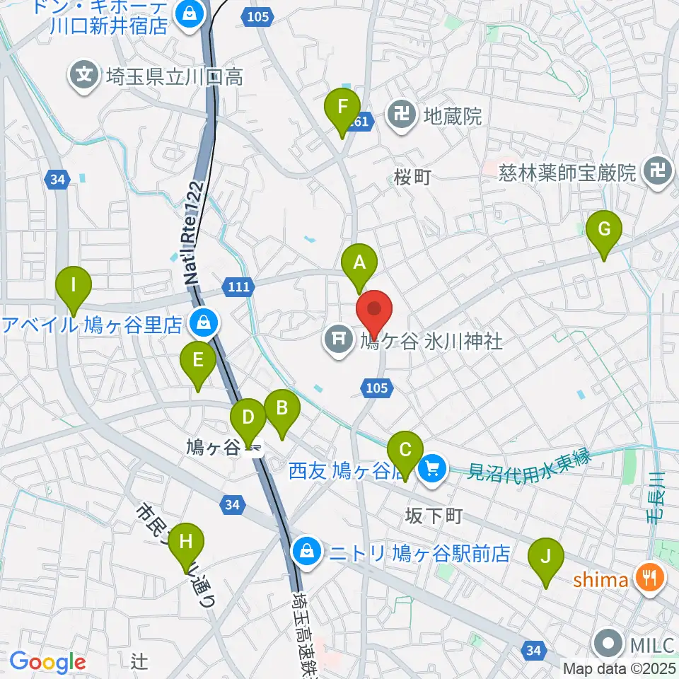 わかば音楽教室 鳩ヶ谷本町教室周辺のコンビニエンスストア一覧地図