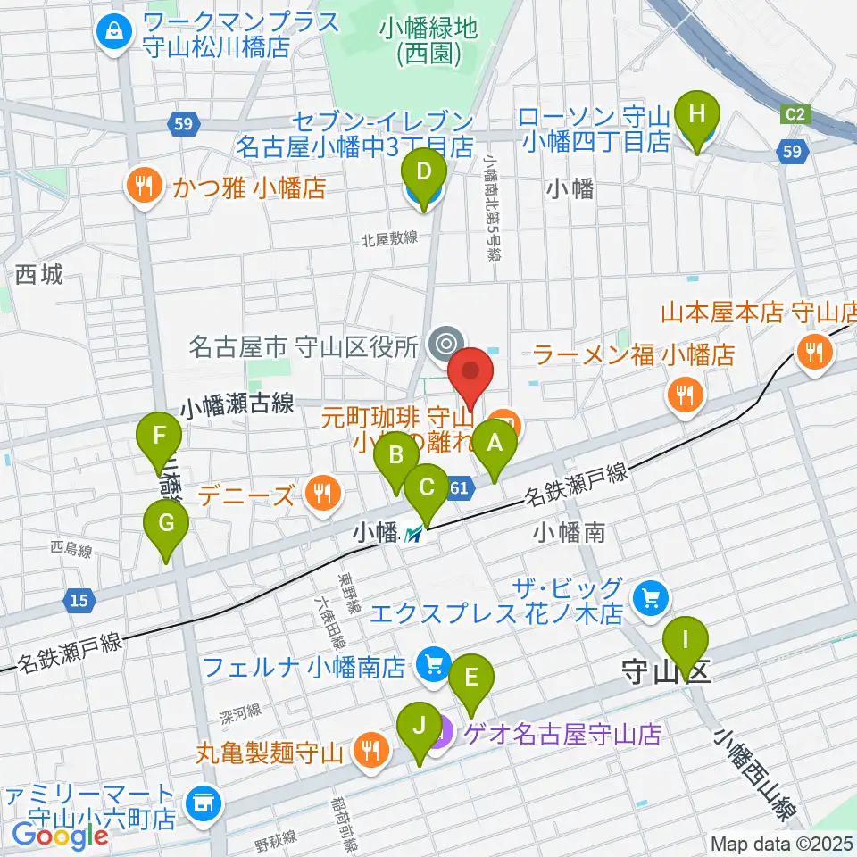小幡 音楽館周辺のコンビニエンスストア一覧地図