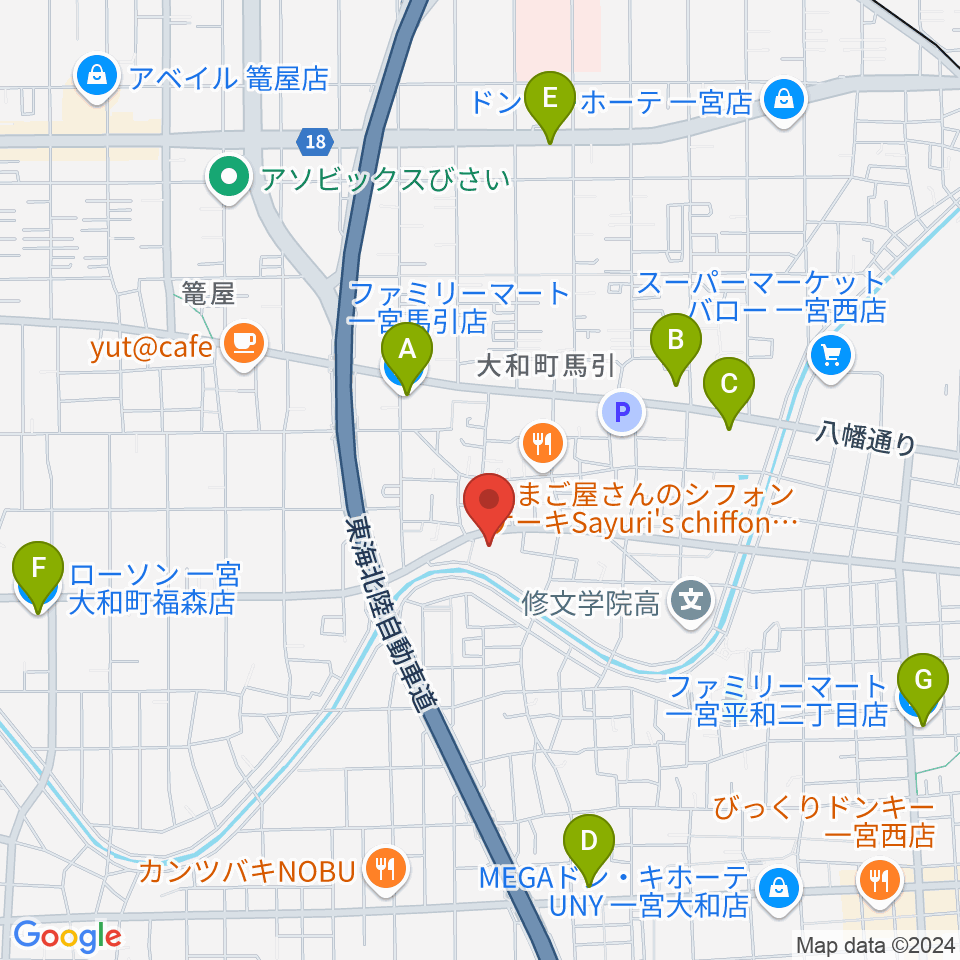 ハセガワ楽器 メロディースクール周辺のコンビニエンスストア一覧地図