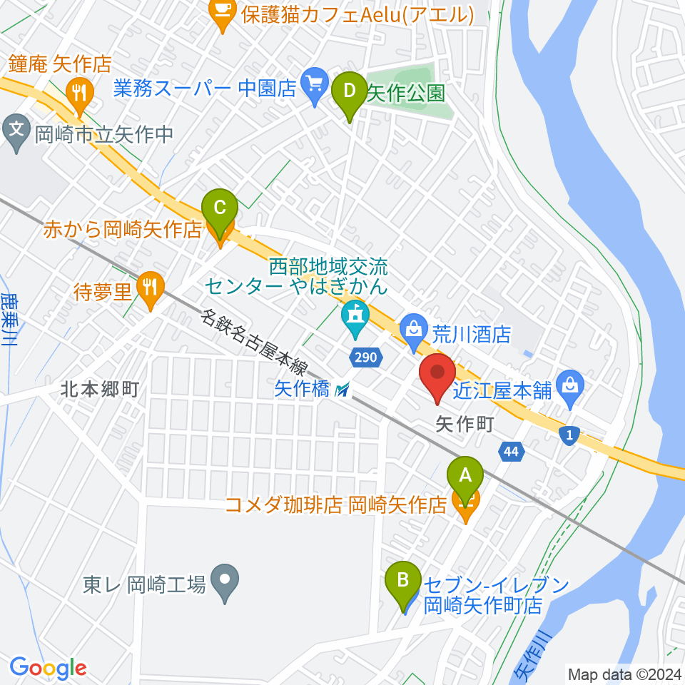 パピーミュージックスクール岡崎矢作教室周辺のコンビニエンスストア一覧地図