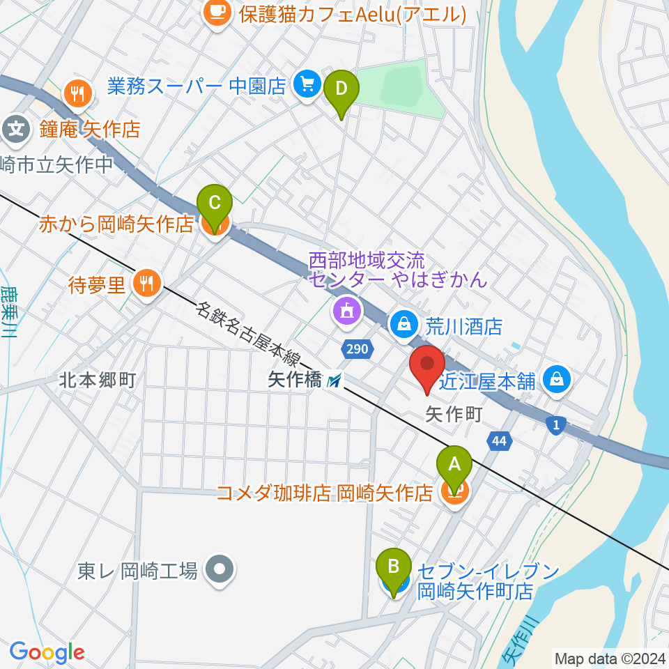 パピーミュージックスクール岡崎矢作教室周辺のコンビニエンスストア一覧地図