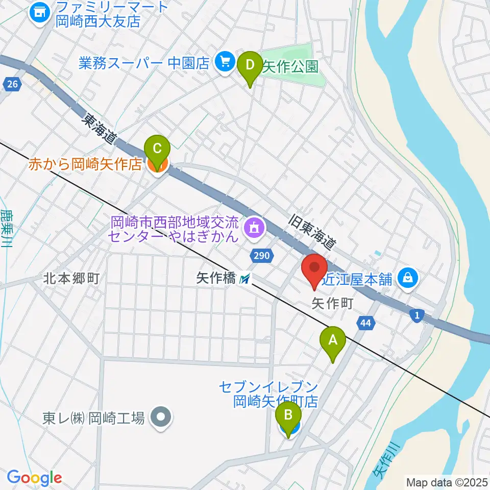 パピーミュージックスクール岡崎矢作教室周辺のコンビニエンスストア一覧地図