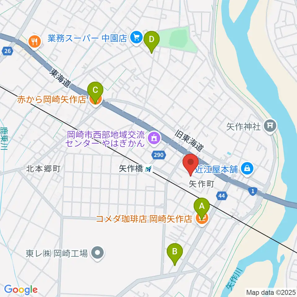 パピーミュージックスクール岡崎矢作教室周辺のコンビニエンスストア一覧地図