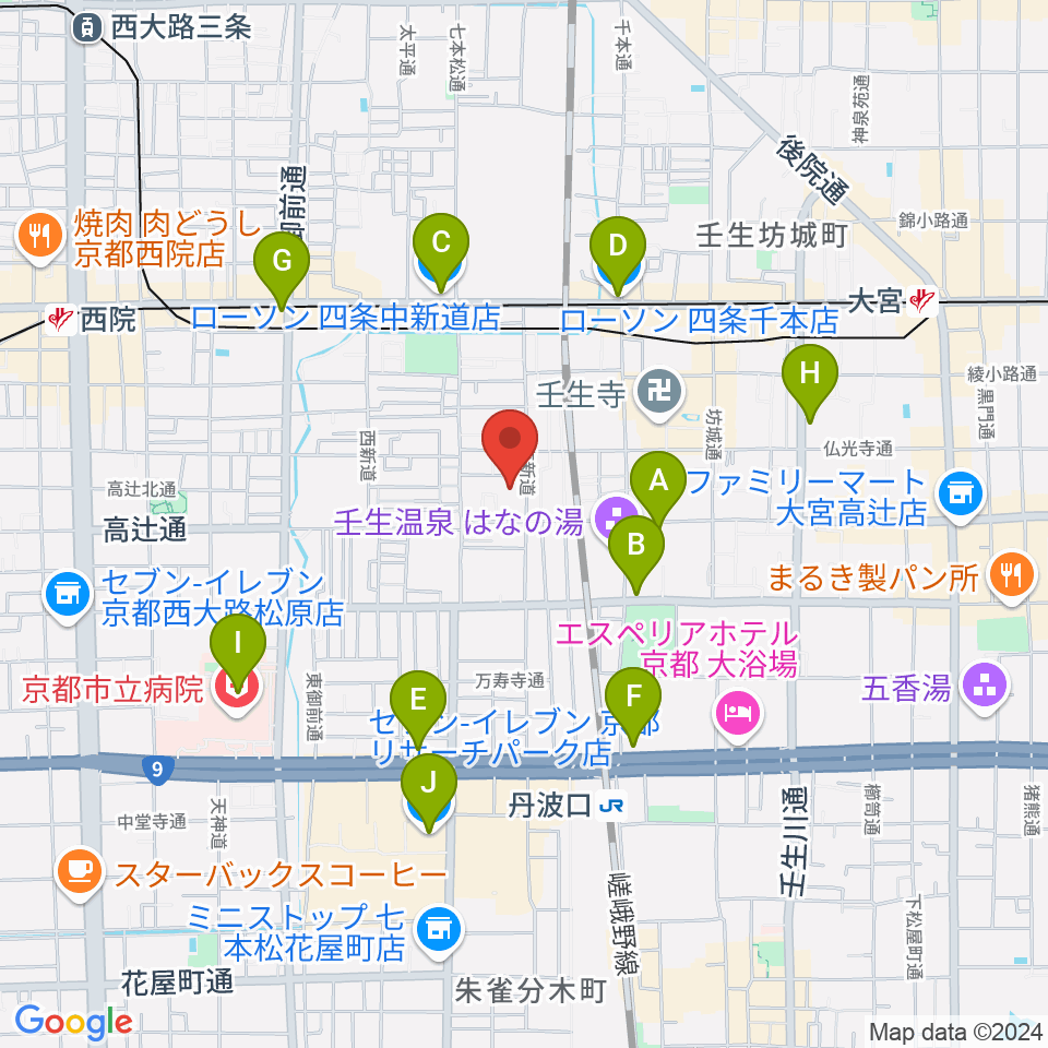 たけいち音楽教室周辺のコンビニエンスストア一覧地図