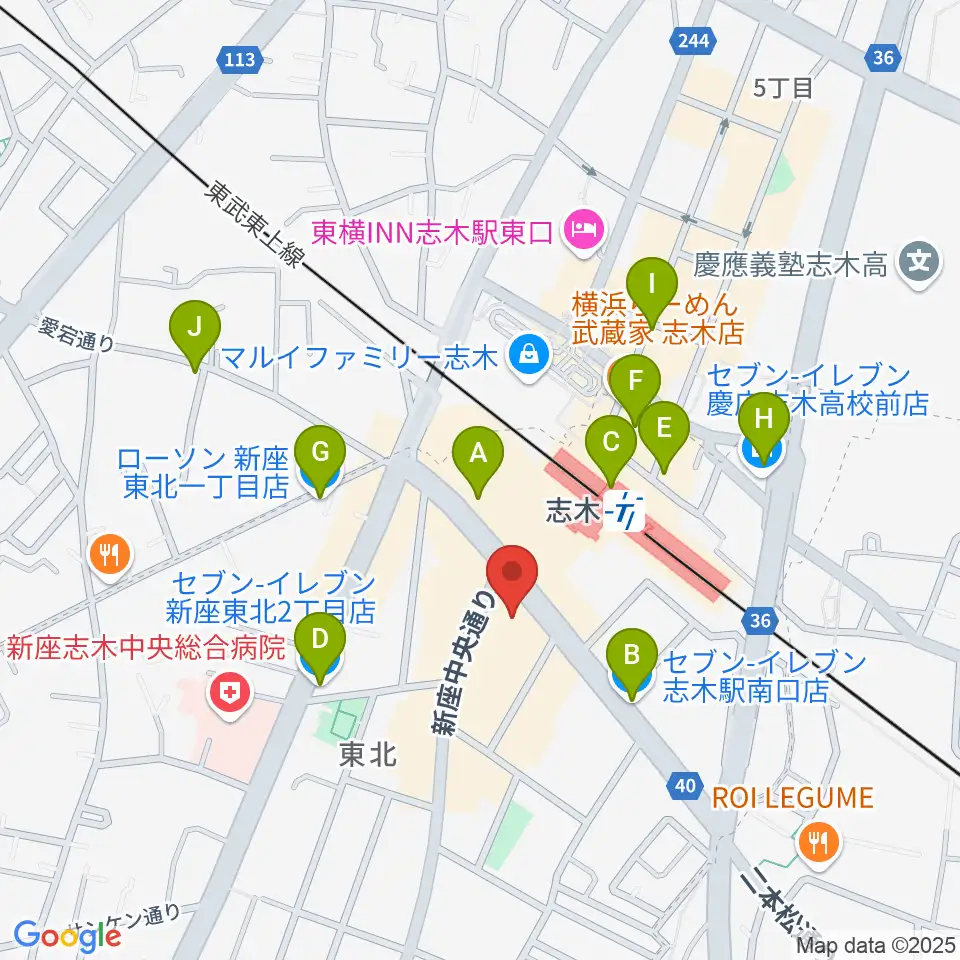 ギタースクールTSG周辺のコンビニエンスストア一覧地図