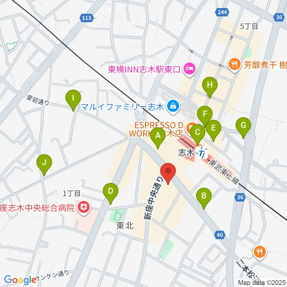 ギタースクールTSG周辺のコンビニエンスストア一覧地図