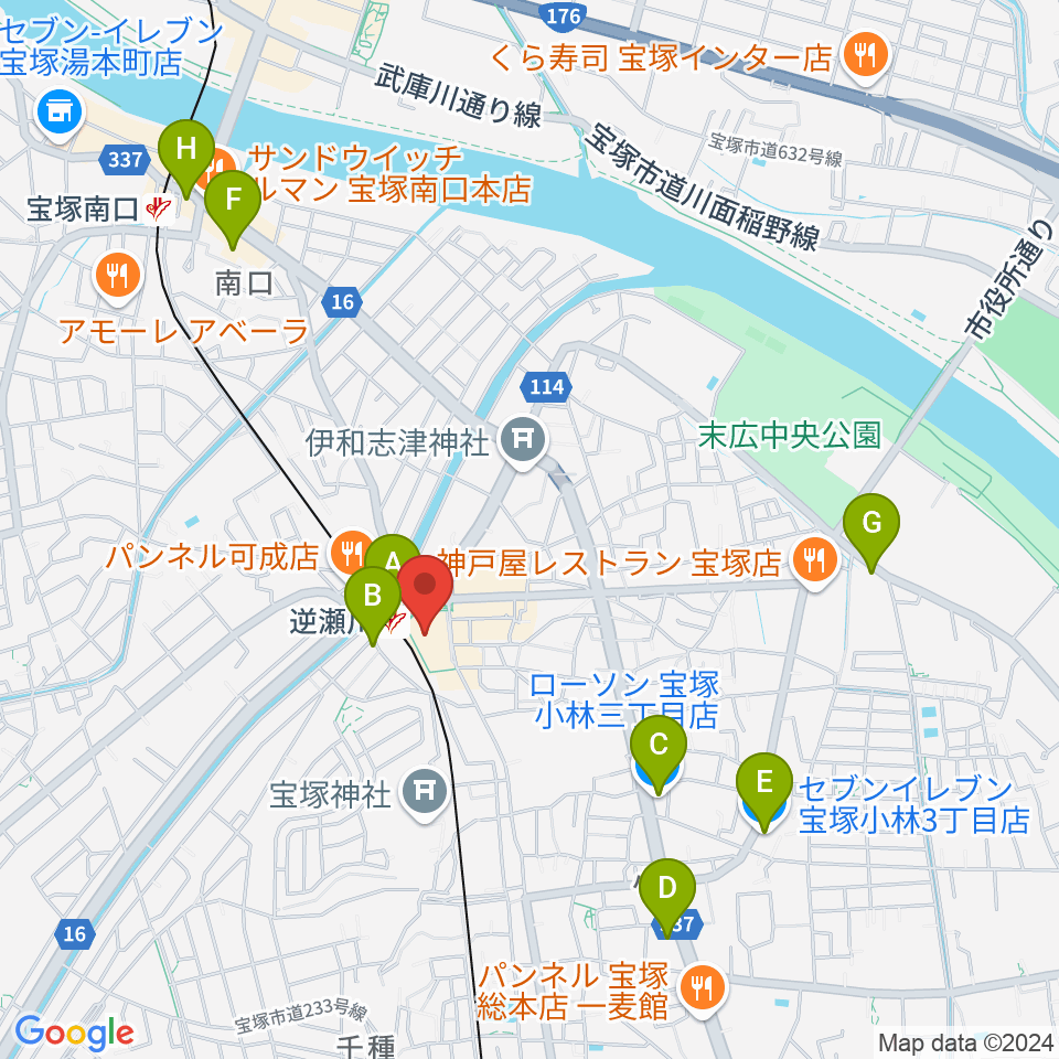 J.カレッジ周辺のコンビニエンスストア一覧地図