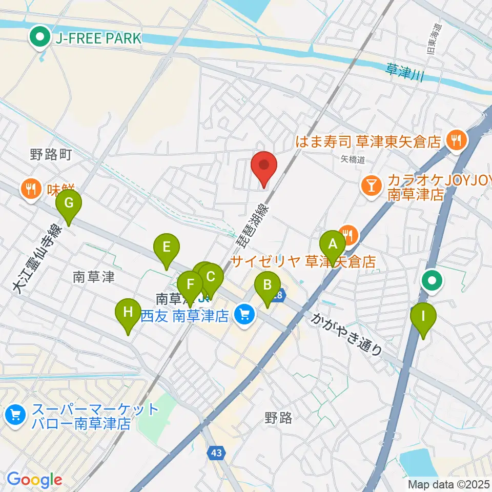 いちご音楽教室周辺のコンビニエンスストア一覧地図