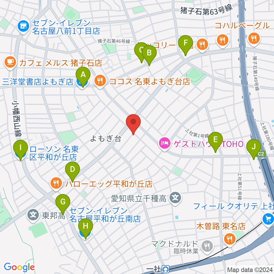 アリアーヌ音楽教室周辺のコンビニエンスストア一覧地図