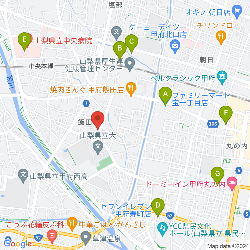 ぱる音楽教室周辺のコンビニエンスストア一覧地図