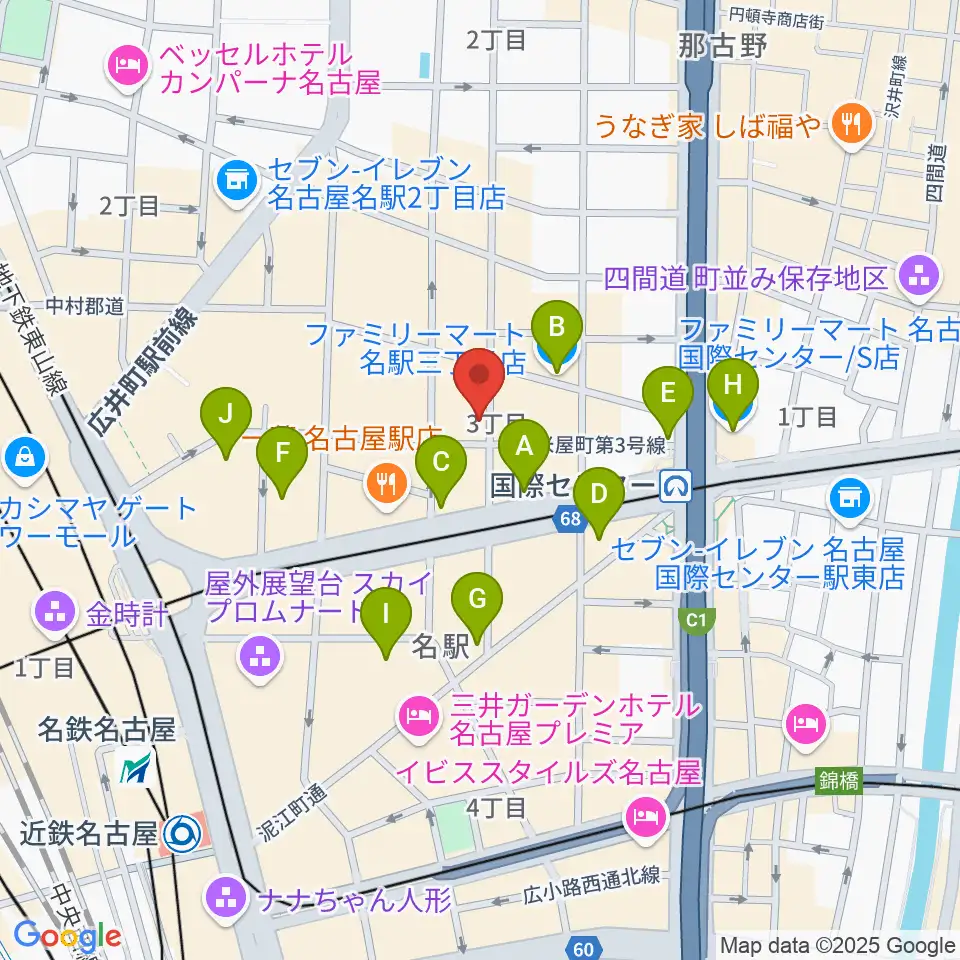 オーラボイスヴォーカルスクール周辺のコンビニエンスストア一覧地図