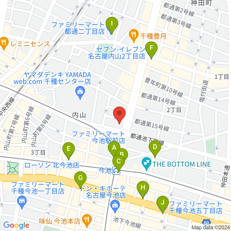 名古屋芸術音楽学院周辺のコンビニエンスストア一覧地図
