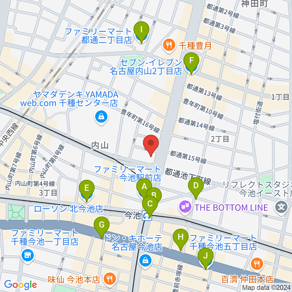 名古屋芸術音楽学院周辺のコンビニエンスストア一覧地図