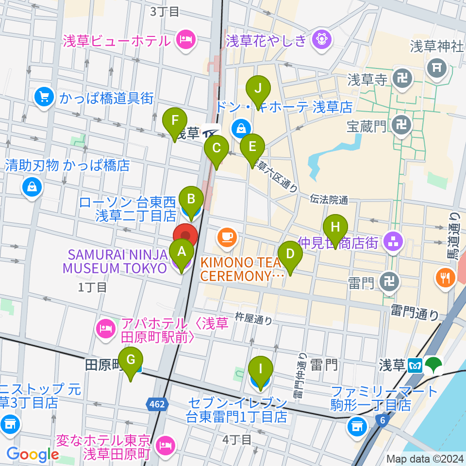 宮本卯之助商店 西浅草店周辺のコンビニエンスストア一覧地図