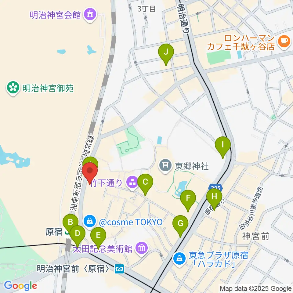 Five G周辺のコンビニエンスストア一覧地図
