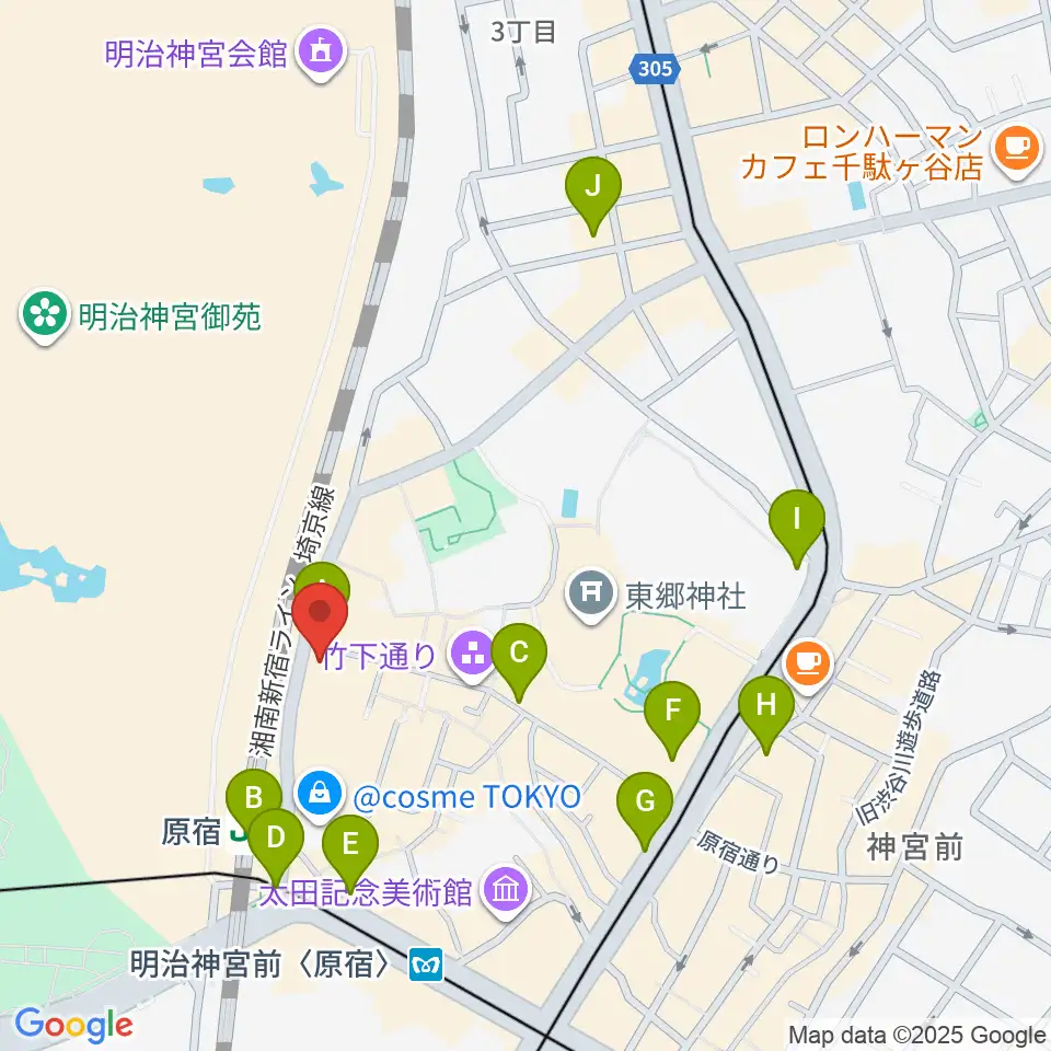 Five G周辺のコンビニエンスストア一覧地図