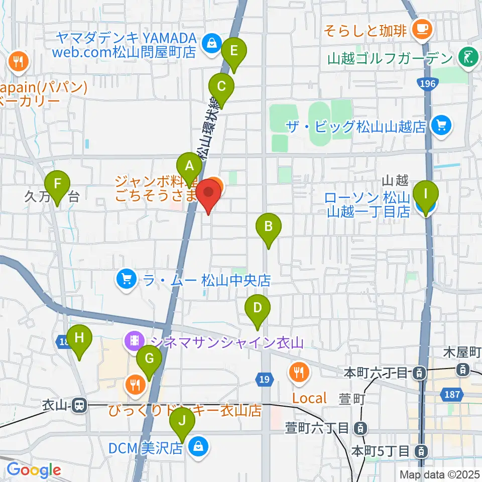 サウンドガーデンミュージックスクール松山本校周辺のコンビニエンスストア一覧地図