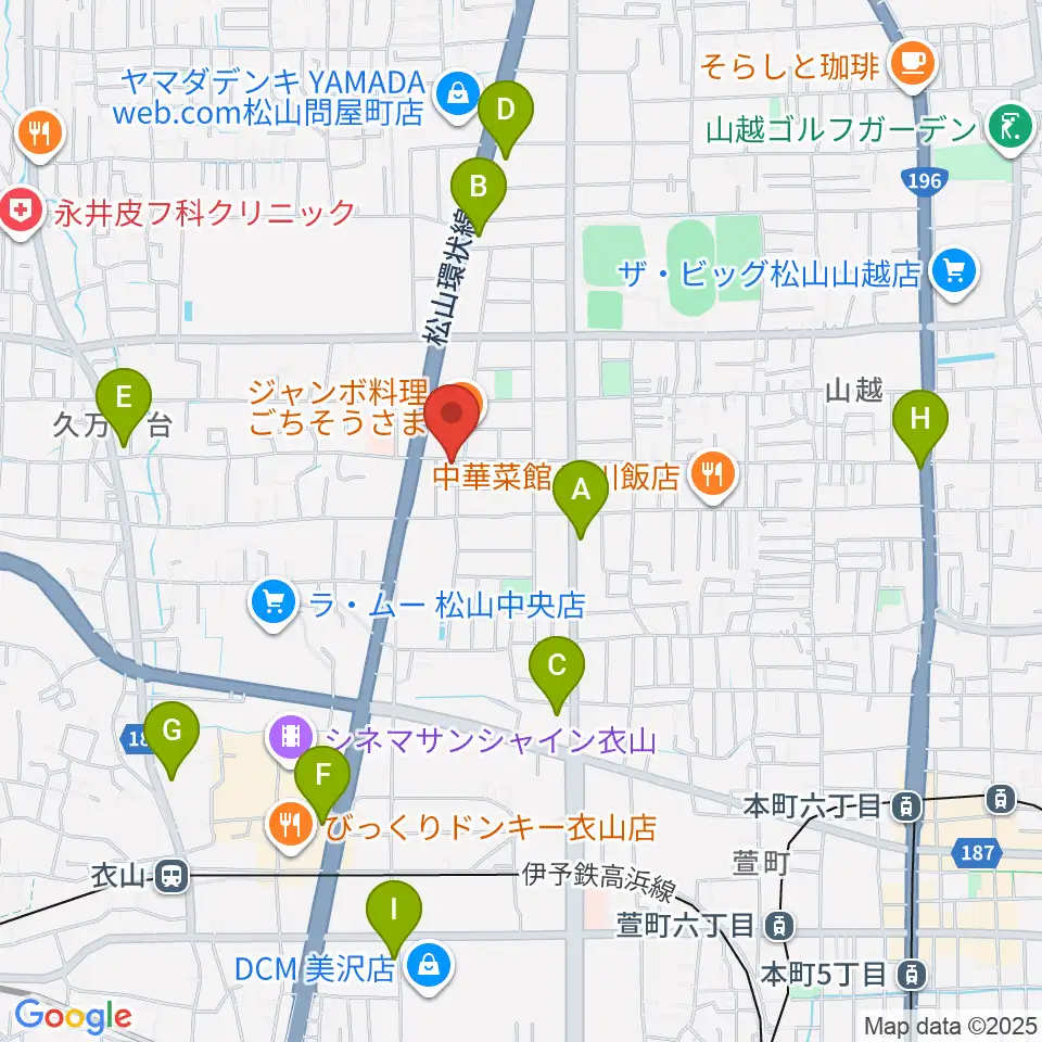 サウンドガーデンミュージックスクール松山本校周辺のコンビニエンスストア一覧地図