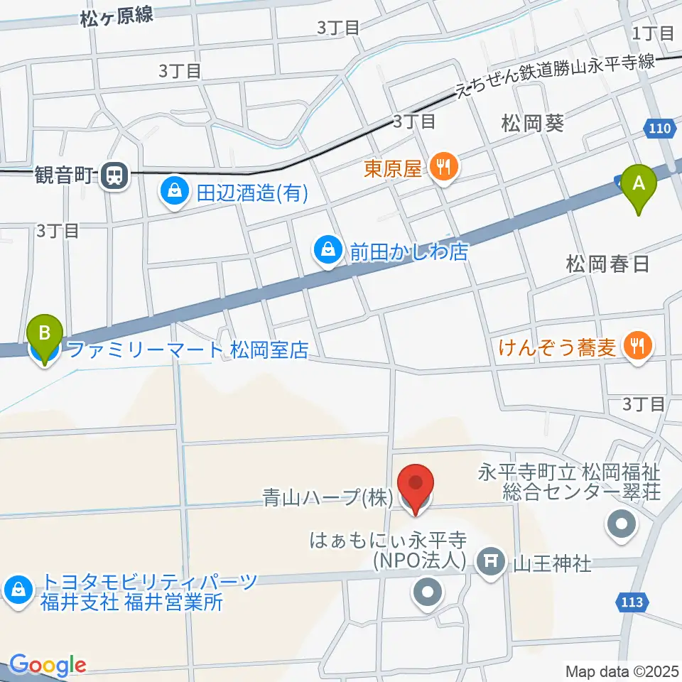 青山ハープ 福井本社周辺のコンビニエンスストア一覧地図