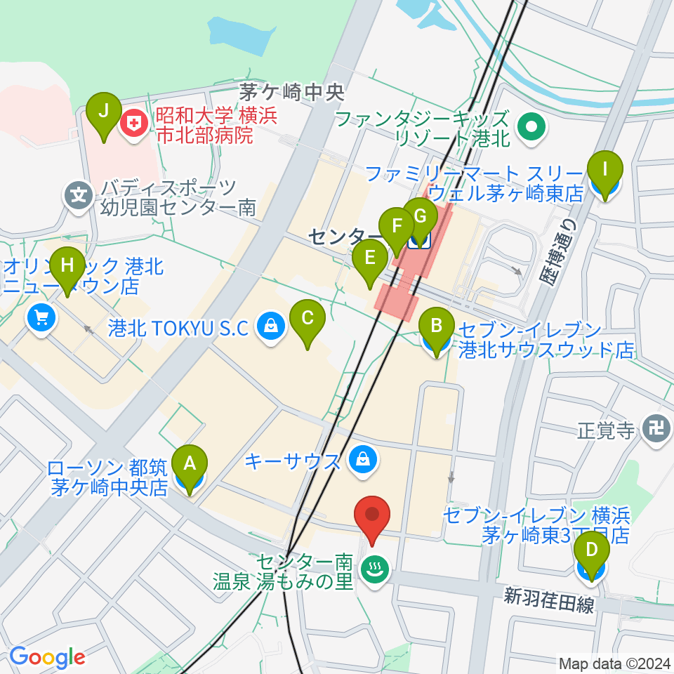 平山音楽院 センター南教室周辺のコンビニエンスストア一覧地図