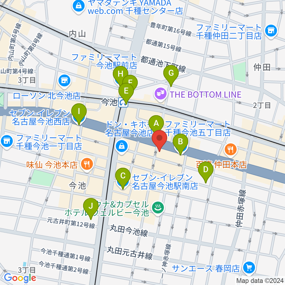 今池3STAR周辺のコンビニエンスストア一覧地図