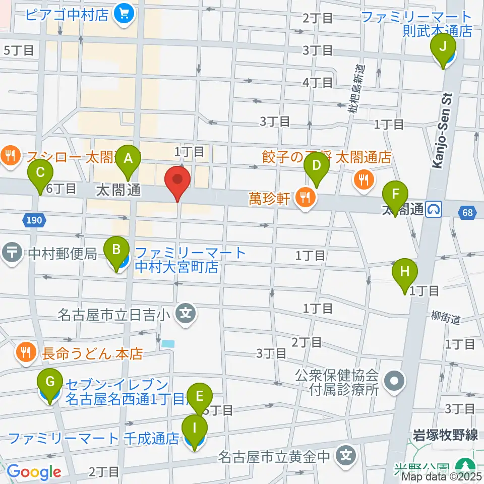 ピアノ教室luce(ルーチェ)中村教室周辺のコンビニエンスストア一覧地図
