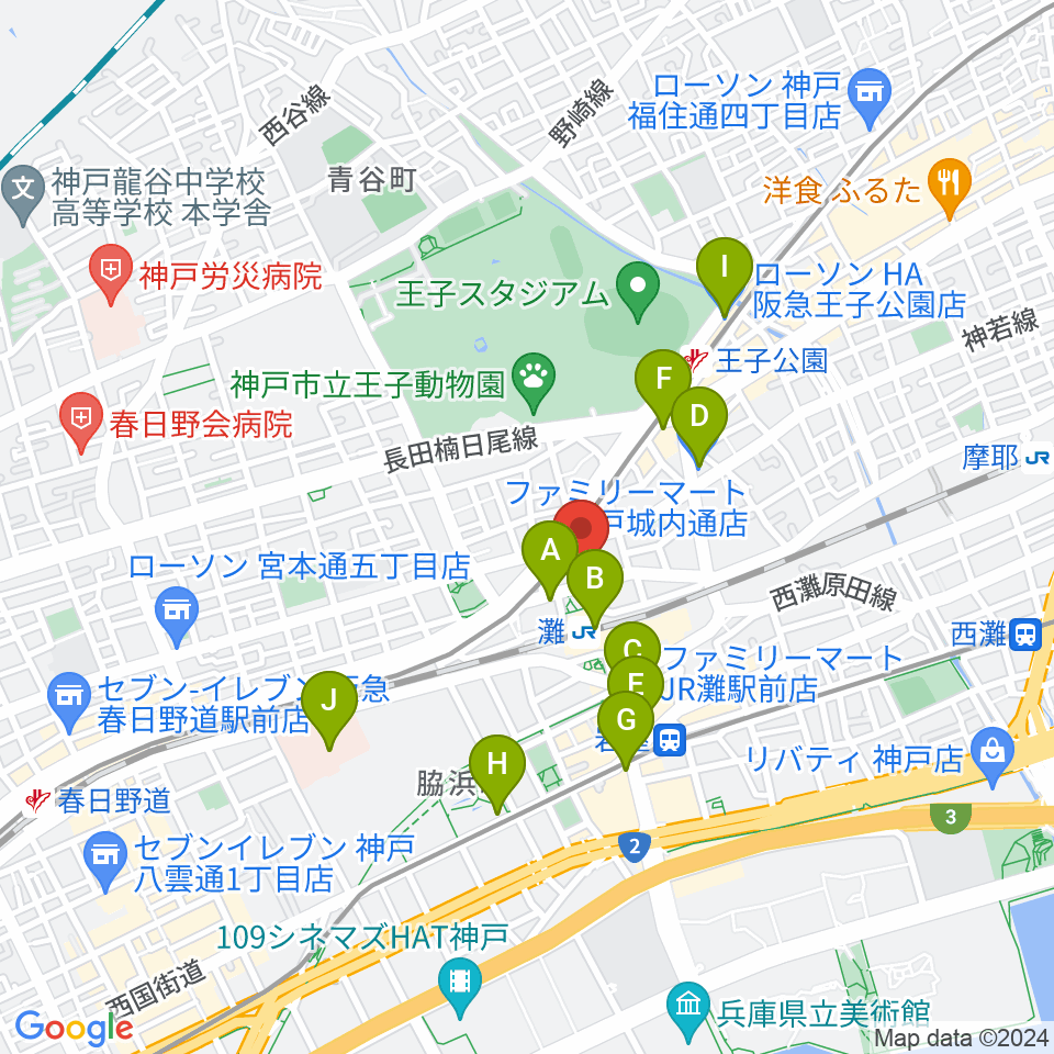 サークル音楽教室周辺のコンビニエンスストア一覧地図