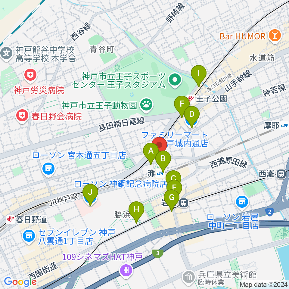 サークル音楽教室周辺のコンビニエンスストア一覧地図