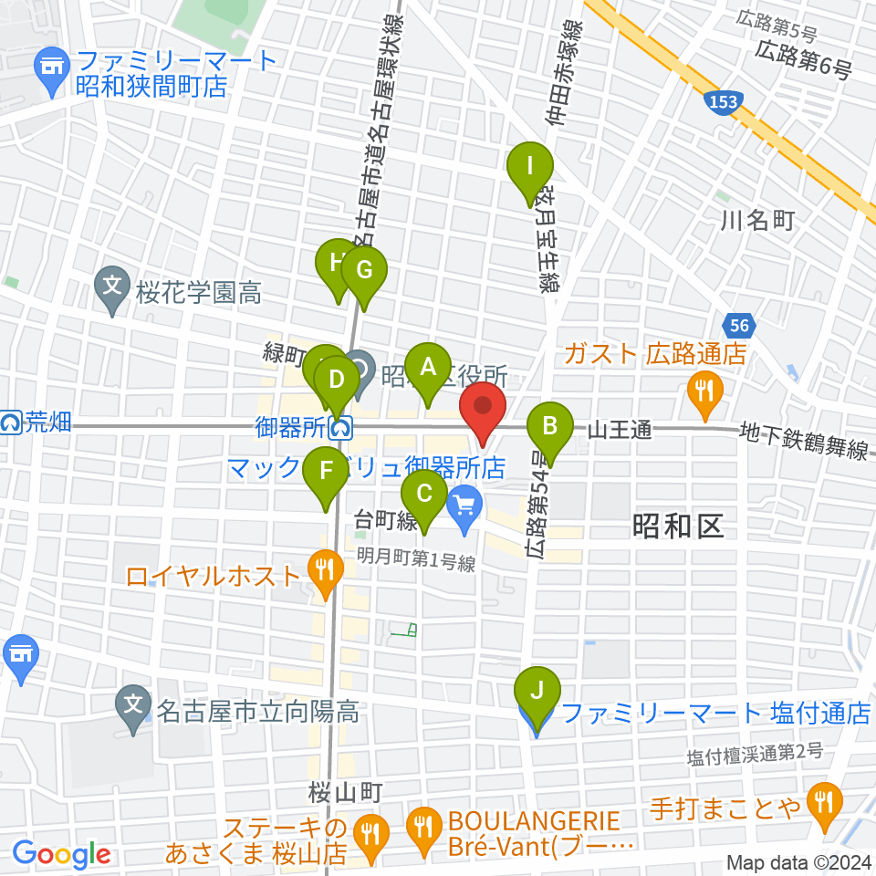 名古屋音楽館周辺のコンビニエンスストア一覧地図