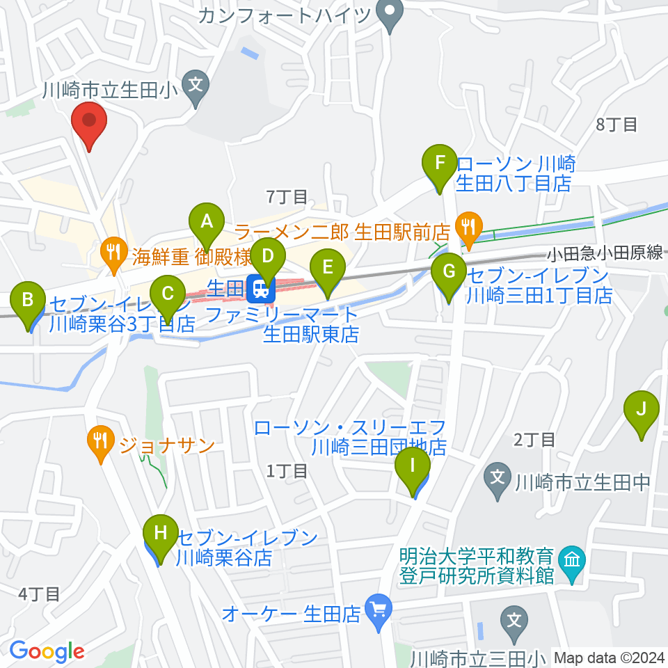 フェリーチェミュージックスクール周辺のコンビニエンスストア一覧地図