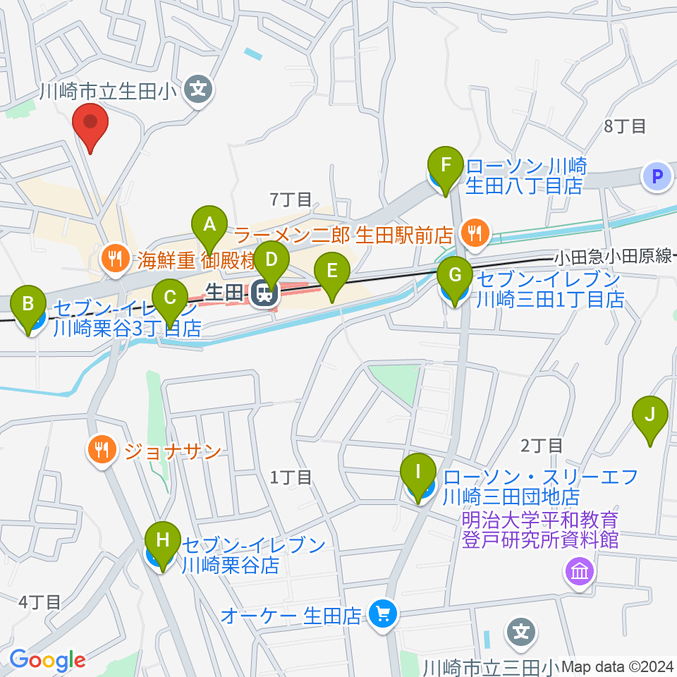 フェリーチェミュージックスクール周辺のコンビニエンスストア一覧地図