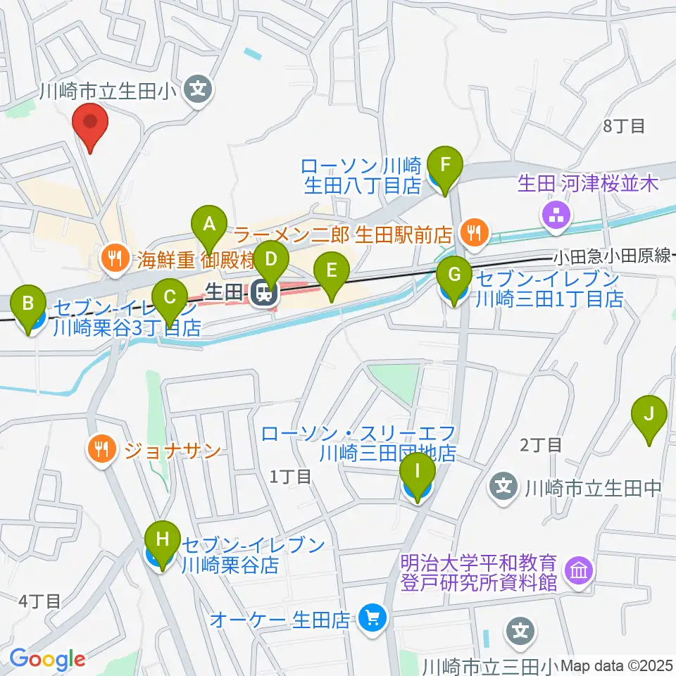 フェリーチェミュージックスクール周辺のコンビニエンスストア一覧地図