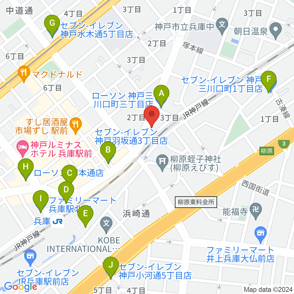 土田音楽教室周辺のコンビニエンスストア一覧地図