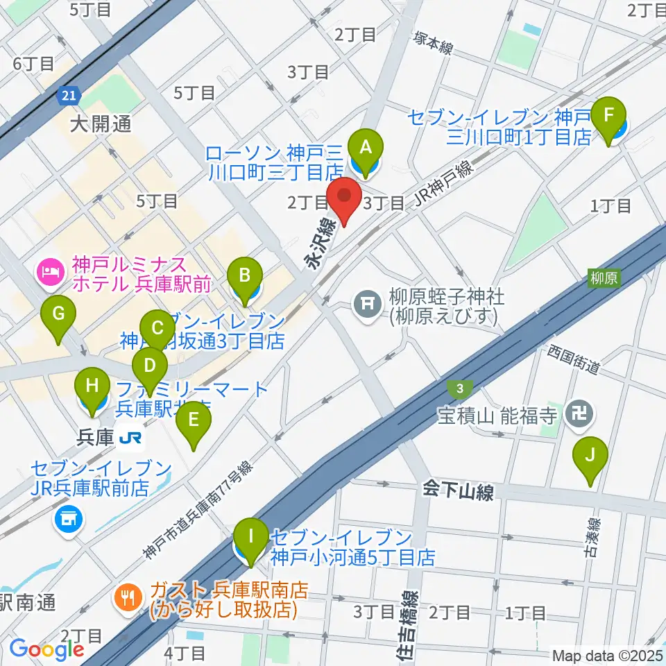 土田音楽教室周辺のコンビニエンスストア一覧地図