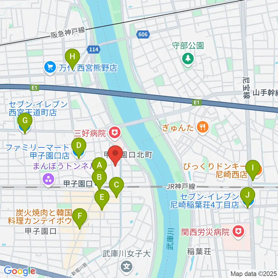 Musicぽえむ音楽教室周辺のコンビニエンスストア一覧地図