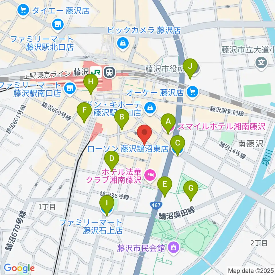 湘南音楽院藤沢周辺のコンビニエンスストア一覧地図