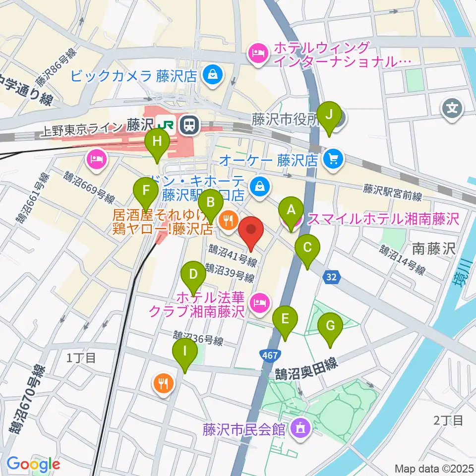 湘南音楽院藤沢周辺のコンビニエンスストア一覧地図